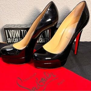✨Christian Louboutin✨ EUC Bianca 140 Black Patent Calf Leather Pumps Red Bottoms